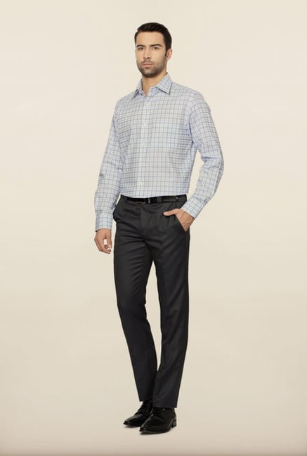 Peter England Blue & White Checks Formal Shirt Peter England Blue & White Checks Formal Shirt