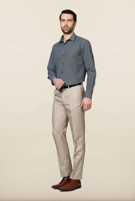 Peter England Blue & Brown Checks Formal Shirt Peter England Blue & Brown Checks Formal Shirt