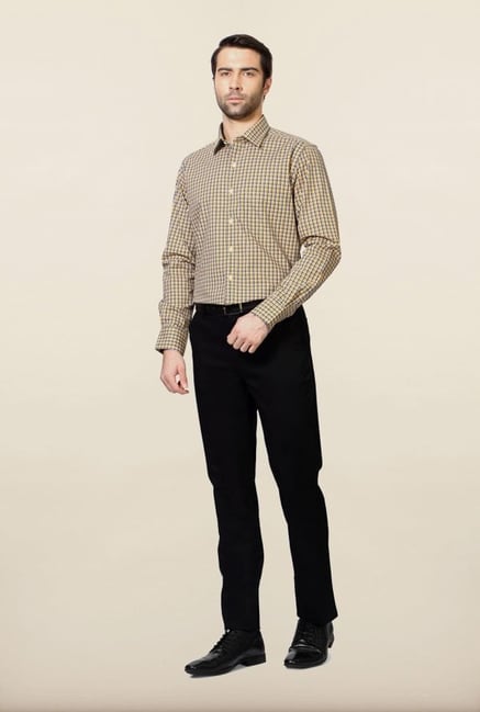 Peter England Yellow & Blue Checks Formal Shirt Peter England Yellow & Blue Checks Formal Shirt