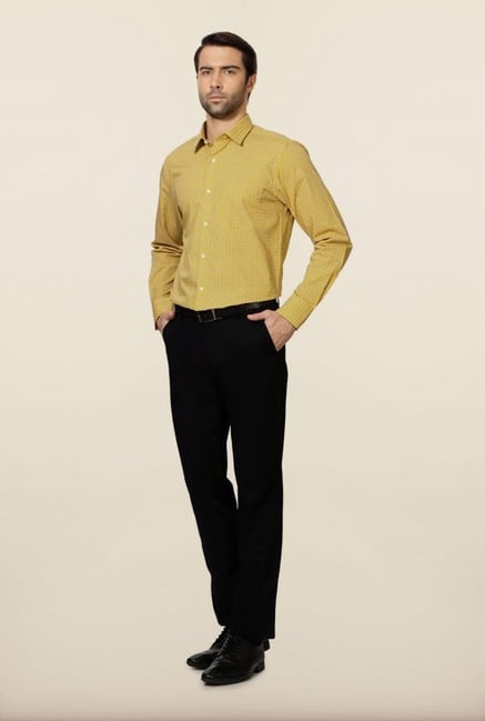 Peter England Yellow Checks Formal Shirt Peter England Yellow Checks Formal Shirt