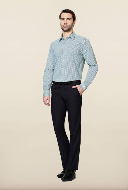 Peter England Green & White Checks Formal Shirt Peter England Green & White Checks Formal Shirt