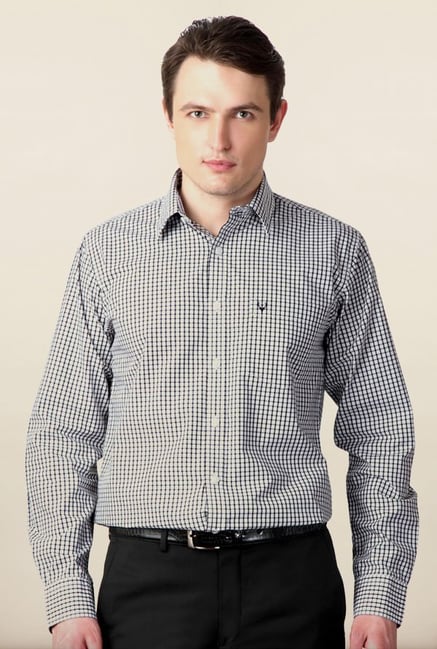 Allen Solly Grey & Black Checks Formal Shirt Allen Solly Grey & Black Checks Formal Shirt