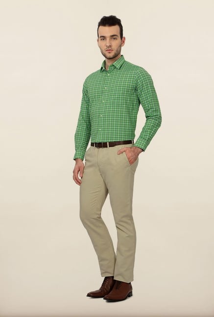 Peter England Green Checks Formal Shirt Peter England Green Checks Formal Shirt