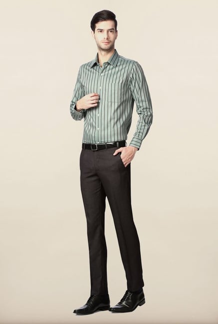 Peter England Grey Striped Formal Shirt Peter England Grey Striped Formal Shirt