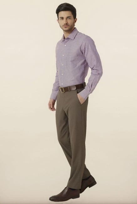 Peter England Purple Striped Formal Shirt Peter England Purple Striped Formal Shirt