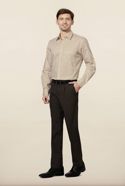 Allen Solly Beige Checks Formal Shirt Allen Solly Beige Checks Formal Shirt