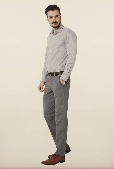 Peter England Beige Checks Formal Shirt Peter England Beige Checks Formal Shirt