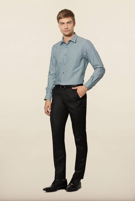 Peter England Blue Striped Formal Shirt Peter England Blue Striped Formal Shirt