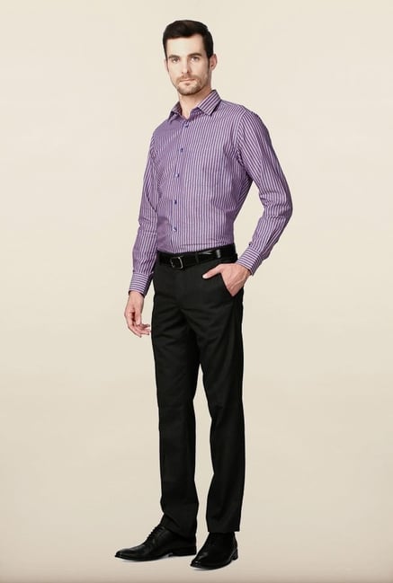 Peter England Purple Striped Formal Shirt Peter England Purple Striped Formal Shirt