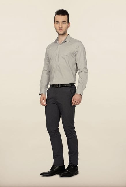 Van Heusen Grey Self Print Formal Shirt Van Heusen Grey Self Print Formal Shirt