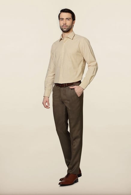 Peter England Yellow Checks Formal Shirt Peter England Yellow Checks Formal Shirt