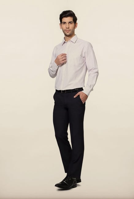 Peter England Purple Striped Formal Shirt Peter England Purple Striped Formal Shirt