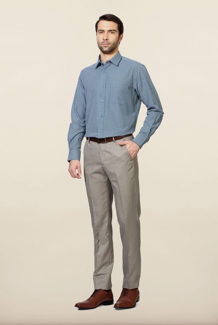 Peter England Green Checks Formal Shirt Peter England Green Checks Formal Shirt