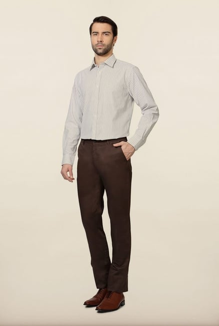 Peter England Grey Striped Formal Shirt Peter England Grey Striped Formal Shirt