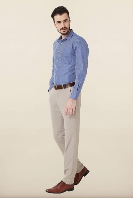 Peter England Blue Striped Formal Shirt Peter England Blue Striped Formal Shirt