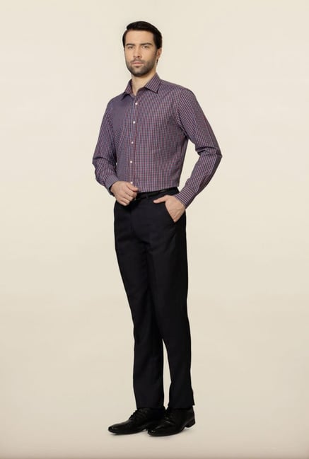 Peter England Blue & Red Checks Formal Shirt Peter England Blue & Red Checks Formal Shirt