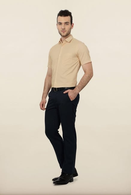 Peter England Yellow Striped Formal Shirt Peter England Yellow Striped Formal Shirt
