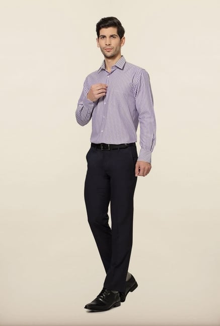 Peter England Purple Striped Formal Shirt Peter England Purple Striped Formal Shirt