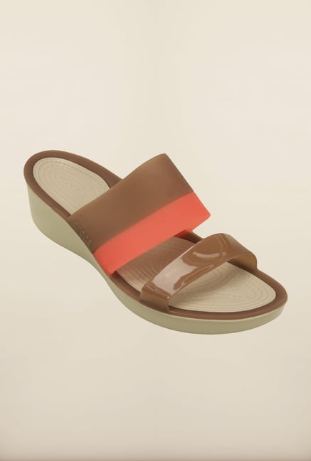Crocs ColorBlock Brown Wedges Crocs ColorBlock Brown Wedges
