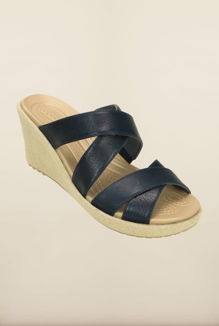 Crocs Leigh Crisscross Nautical Navy Wedges Crocs Leigh Crisscross Nautical Navy Wedges