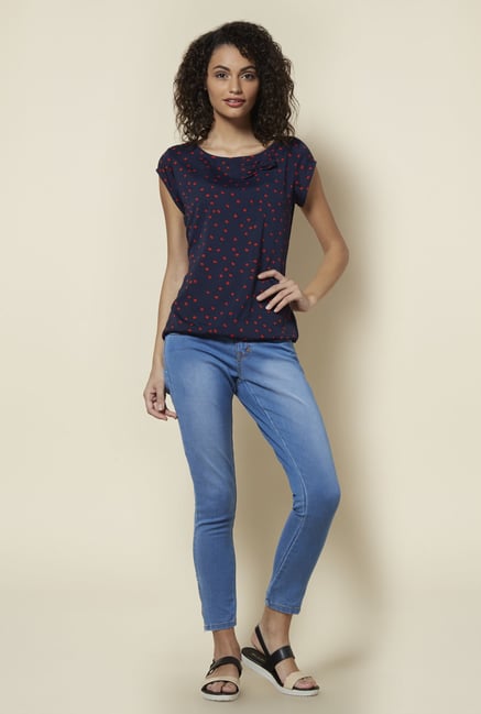 Zudio Navy Natty Printed Blouse Zudio Navy Natty Printed Blouse