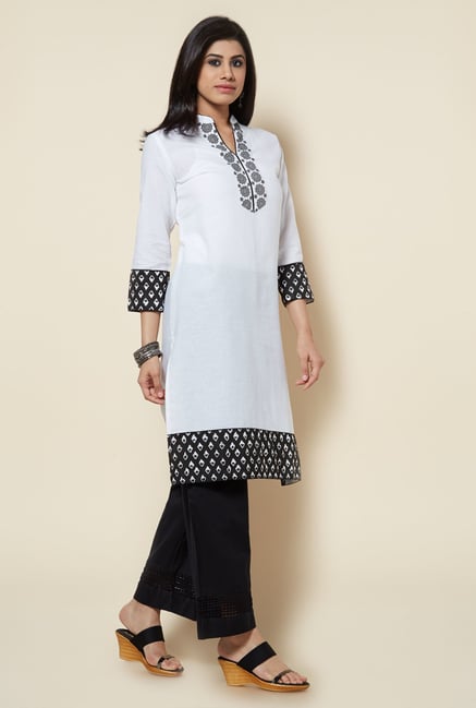Zudio White Solid Kurta Zudio White Solid Kurta