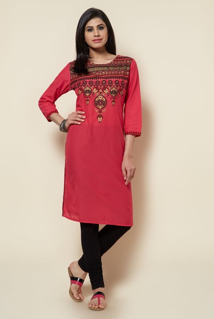 Zudio Pink Printed Cotton Kurti Zudio Pink Printed Cotton Kurti