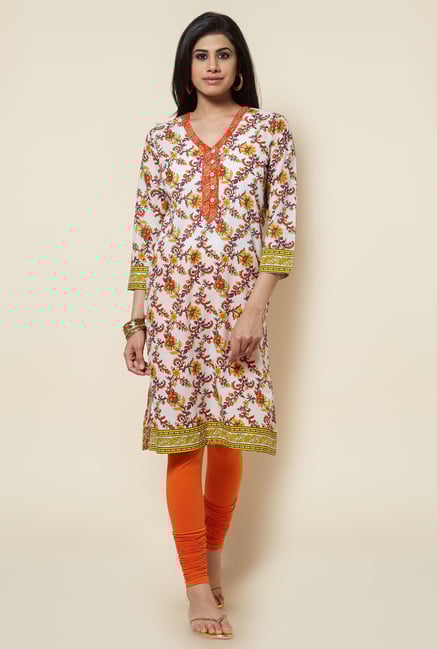 Zudio Off White Cotton Printed Kurta Zudio Off White Cotton Printed Kurta