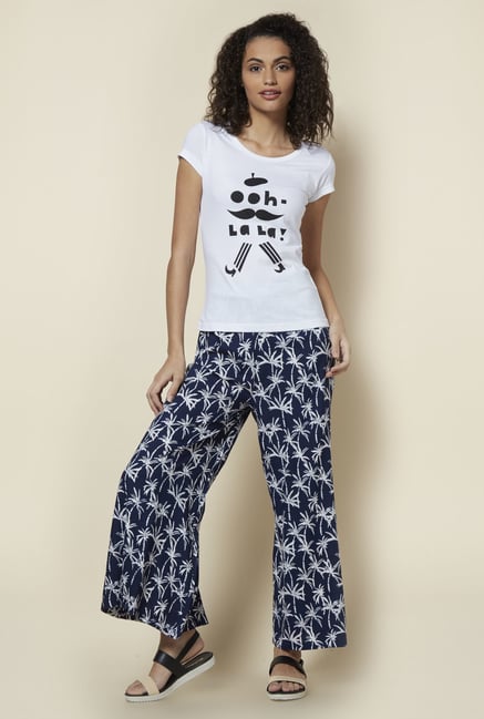 Zudio Navy Printed Palazzos Zudio Navy Printed Palazzos
