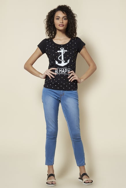 Zudio Black Printed T Shirt Zudio Black Printed T Shirt