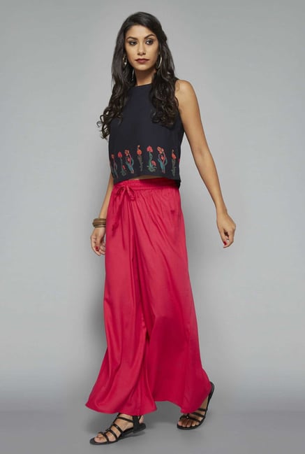 Bombay Paisley Fuchsia Solid Palazzos Bombay Paisley Fuchsia Solid Palazzos