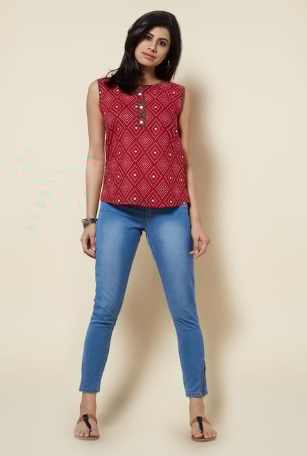 Zudio Red Printed Top Zudio Red Printed Top