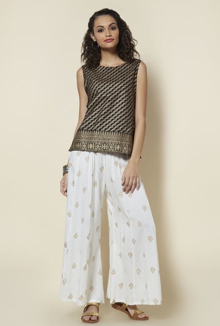 Zudio Black Printed Cotton Top Zudio Black Printed Cotton Top