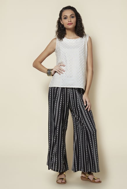 Zudio Black Printed Mid Rise Palazzos Zudio Black Printed Mid Rise Palazzos