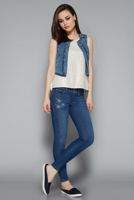Nuon Ice Blue Solid Jeans Nuon Ice Blue Solid Jeans