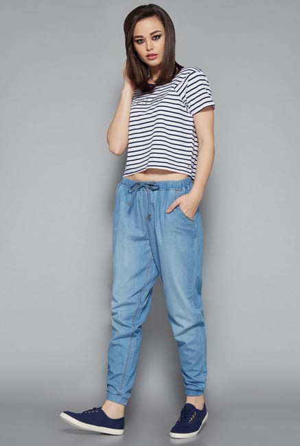 Nuon Ice Blue Solid Joggers Nuon Ice Blue Solid Joggers