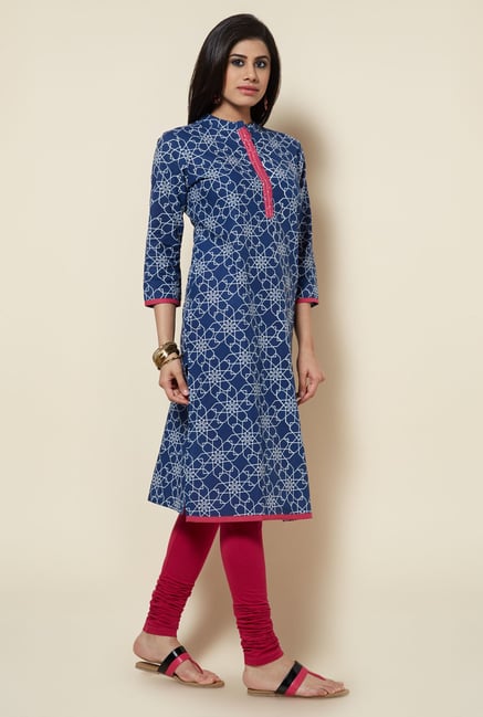 Zudio Indigo Printed Kurta Zudio Indigo Printed Kurta