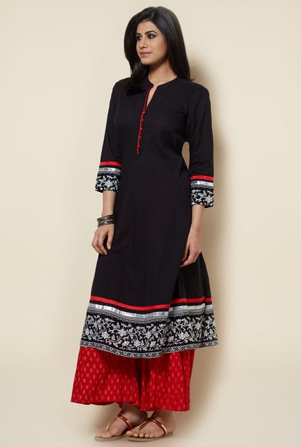 Zudio Black Solid Kurta Zudio Black Solid Kurta