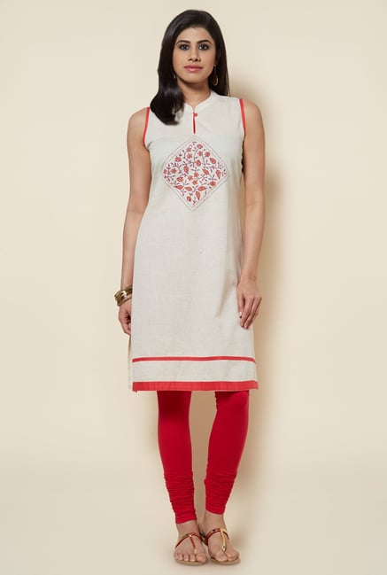 Zudio Off White Cotton Kurti Zudio Off White Cotton Kurti
