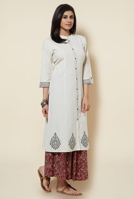 Zudio Beige Solid Kurta Zudio Beige Solid Kurta