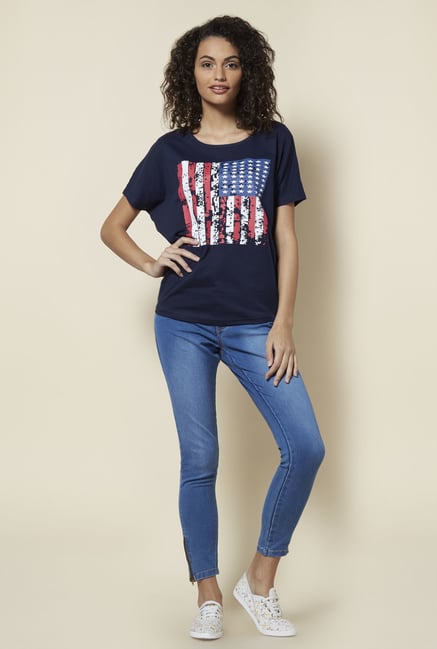Zudio Navy Pansy T Shirt Zudio Navy Pansy T Shirt