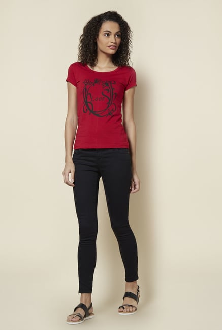 Zudio Red Printed T Shirt Zudio Red Printed T Shirt