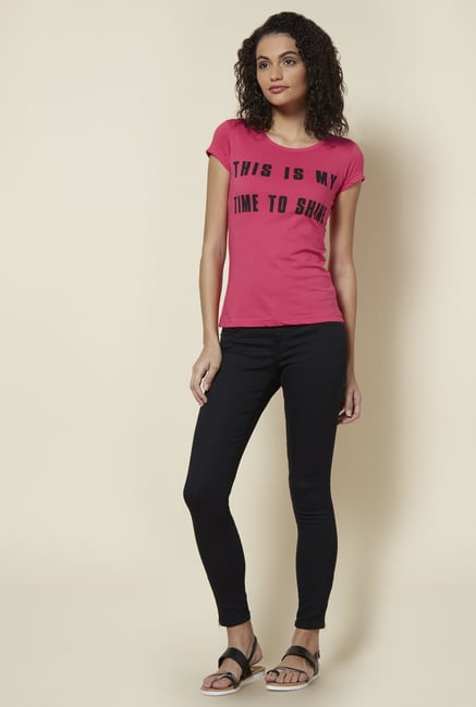 Zudio Fuchsia Printed T Shirt Zudio Fuchsia Printed T Shirt
