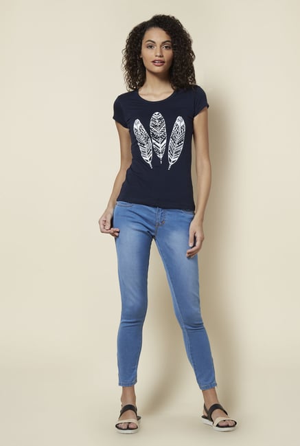 Zudio Navy Printed T Shirt Zudio Navy Printed T Shirt