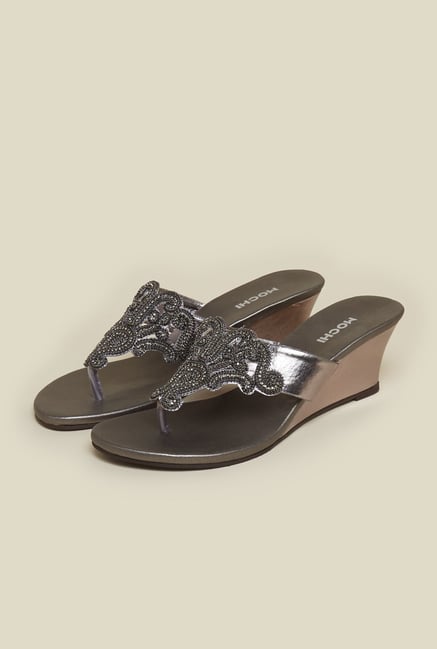 Mochi Gun Metal Wedge Heel Sandals Mochi Gun Metal Wedge Heel Sandals