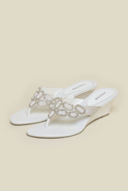 Mochi White Wedge Heel Sandals Mochi White Wedge Heel Sandals
