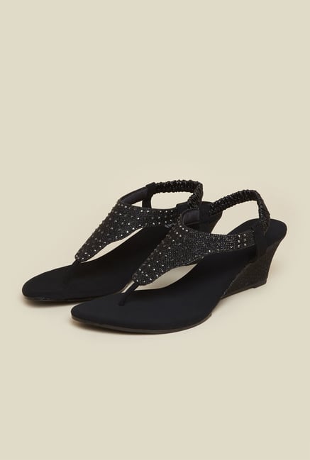 Mochi Black Wedge Heel Sandals Mochi Black Wedge Heel Sandals