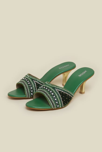 Mochi Green Mule Stilettos Mochi Green Mule Stilettos