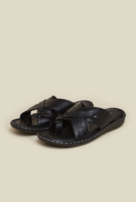 Mochi Black Cross Strap Leather Sandals Mochi Black Cross Strap Leather Sandals