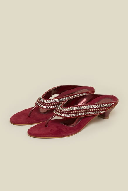 Mochi Maroon Ethnic Sandals Mochi Maroon Ethnic Sandals